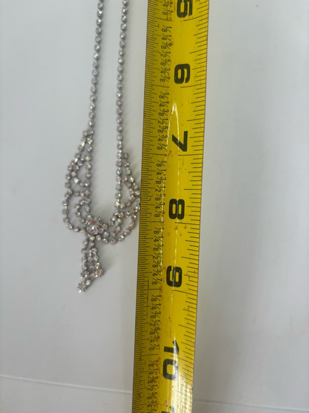 Vintage Silver Crystal Drop Necklace - Picture 6 of 8